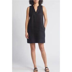 Tommy Bahama Women's Medium Black Sleeveless Linen Blend Shift Dress